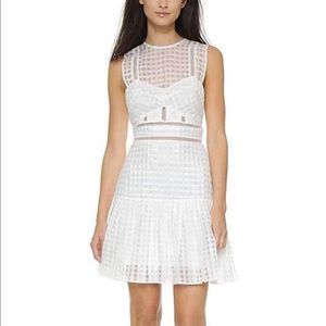 Self-Portrait Elegant White Sheer Mesh Lace Mini Dress